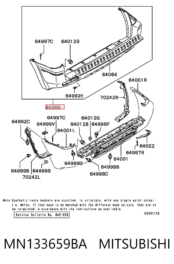 Parachoques trasero MN133659BA Mitsubishi
