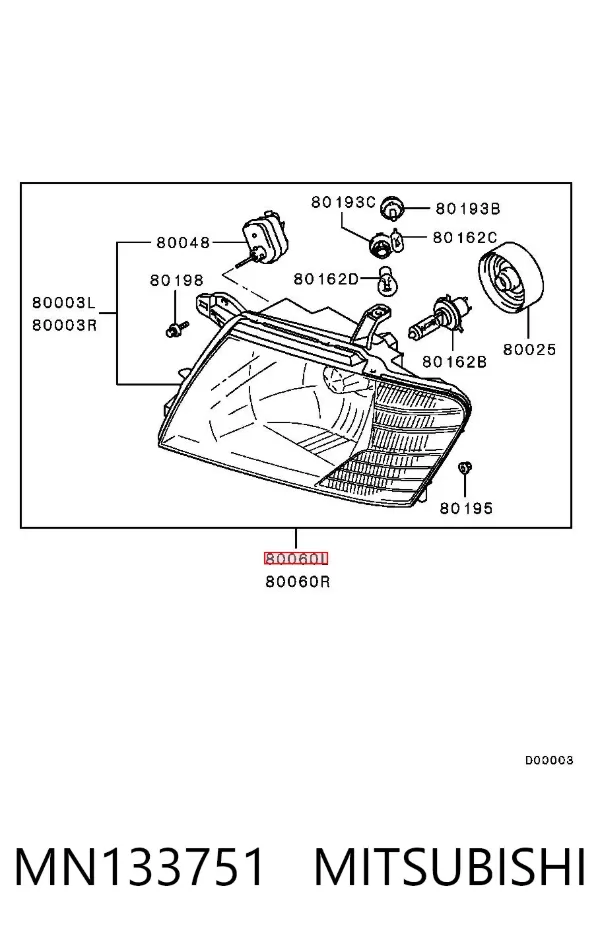 Faro izquierdo MN133751 Mitsubishi