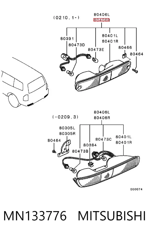Luz trasera de parachoques derecha MN133776 Mitsubishi