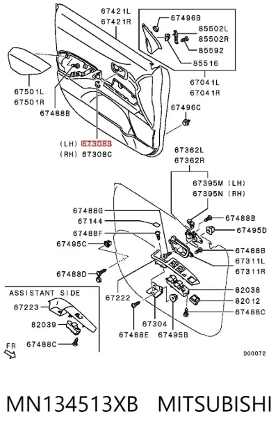 Embellecedor de la manija de puerta MITSUBISHI MN134513XB