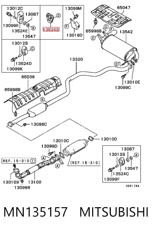 Soporte escape MN135157 Mitsubishi