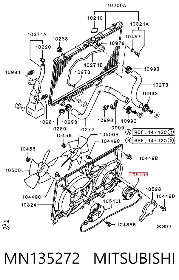 Motor del ventilador de refrigeración derecho MN135272 Mitsubishi