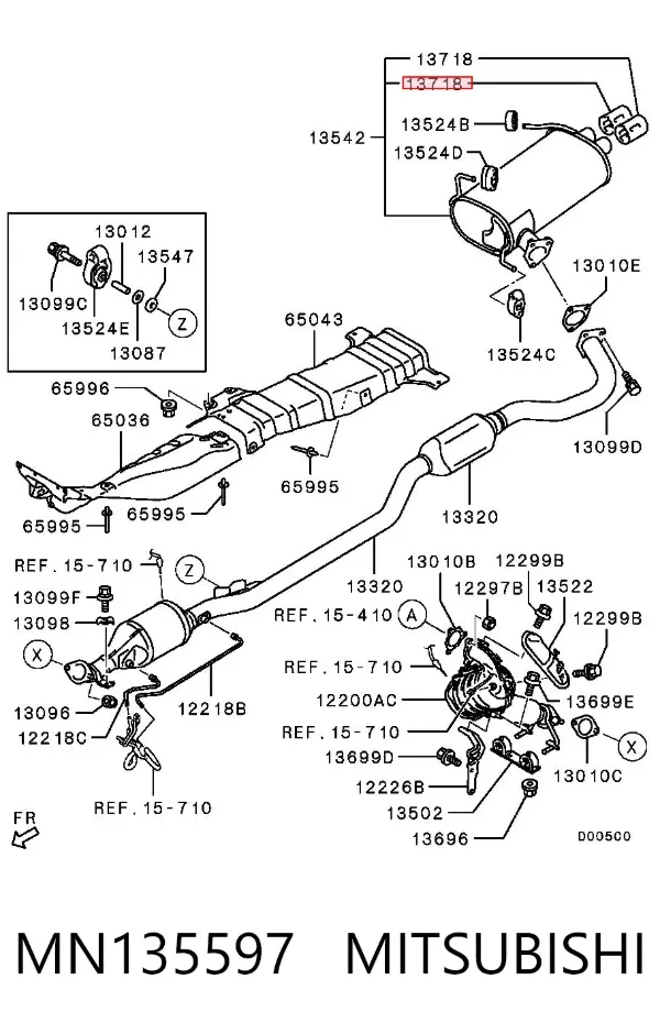 Cola de escape MN135597 Mitsubishi