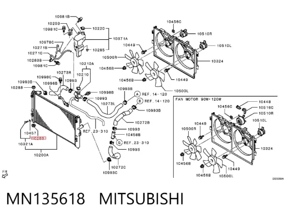 Soporte inferior de fijación del radiador MN135618 Mitsubishi