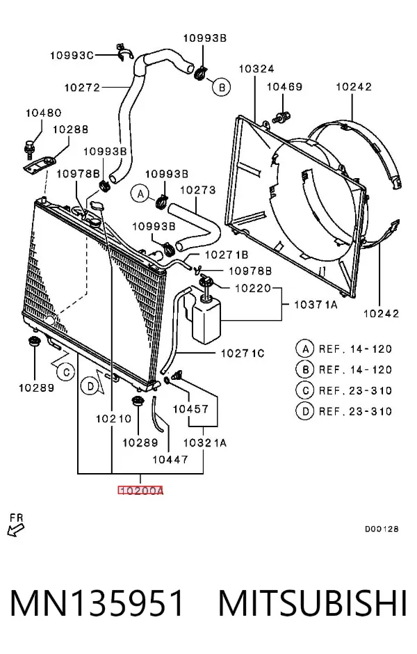 Radiador MN135951 Mitsubishi