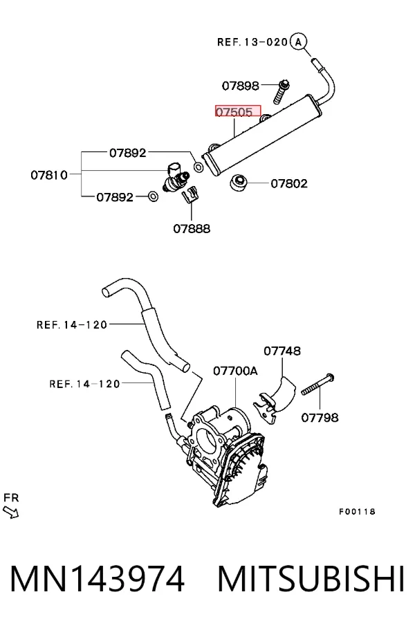 Rampa de combustible MN143974 Mitsubishi