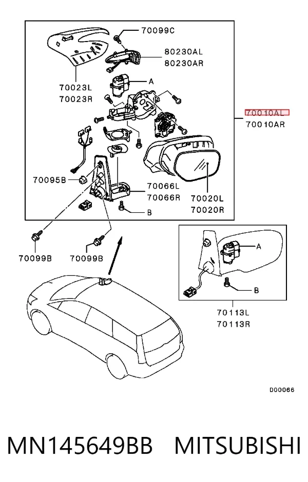 Espejo de retrovisor izquierdo Mitsubishi Grandis NAW