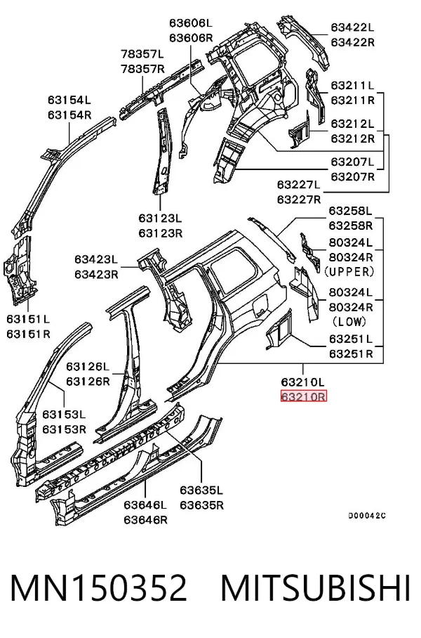 Aleta trasera derecha MN150352 Mitsubishi