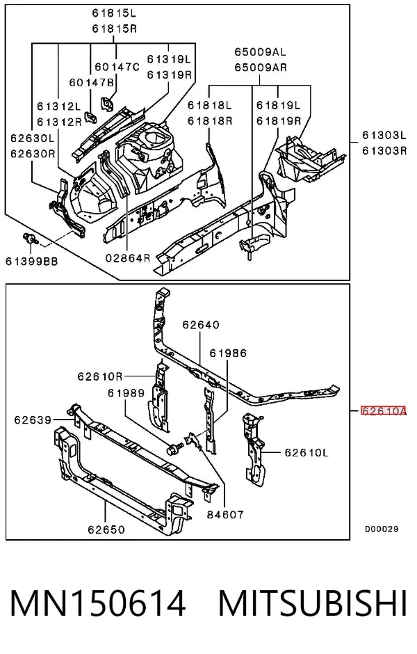 Soporte de radiador MN150614 Mitsubishi