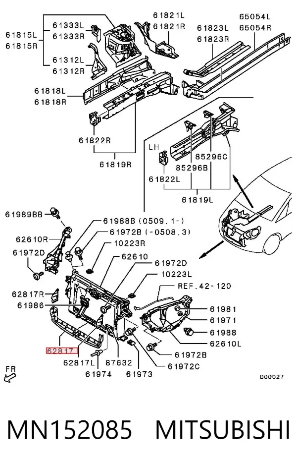 Deflector de aire inferior del radiador MN152085 Mitsubishi