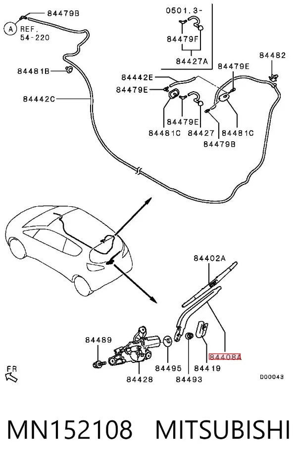 Brazo del limpiaparabrisas, trasero MN152108 Mitsubishi