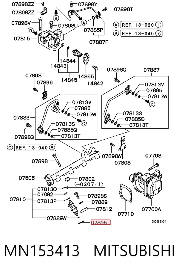 Junta de inyectores MN153413 Mitsubishi