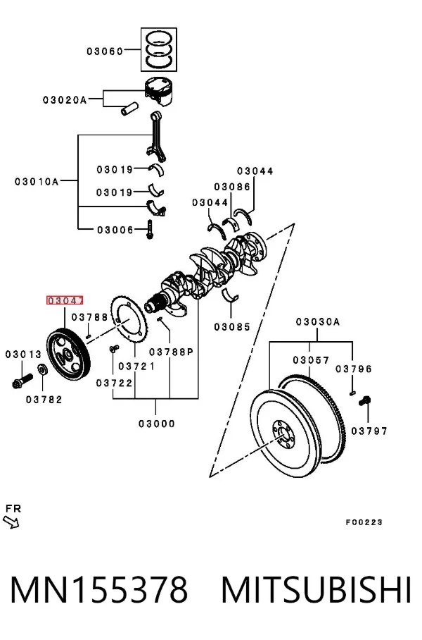 Polea de cigüeñal MN155378 Mitsubishi