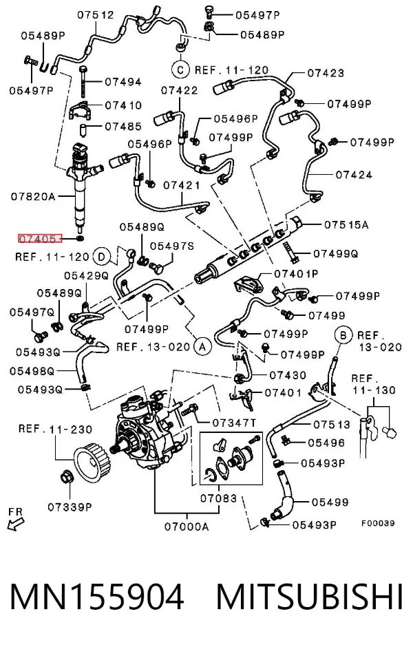 Junta de inyectores MN155904 Mitsubishi