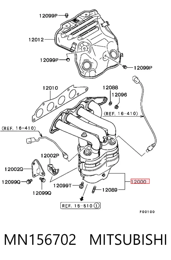 Colector de escape MN156702 Mitsubishi
