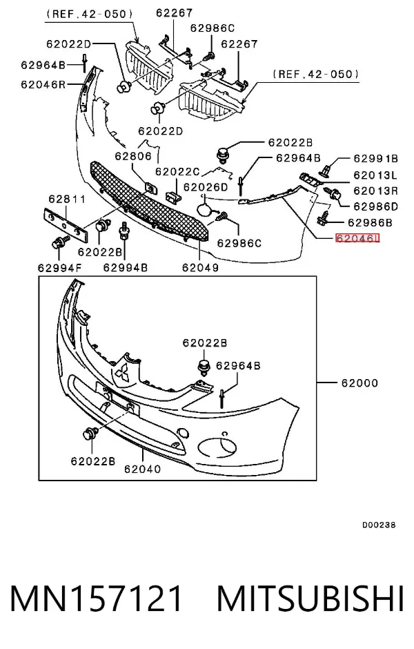 Soporte de parachoques delantero izquierdo MN157121 Mitsubishi