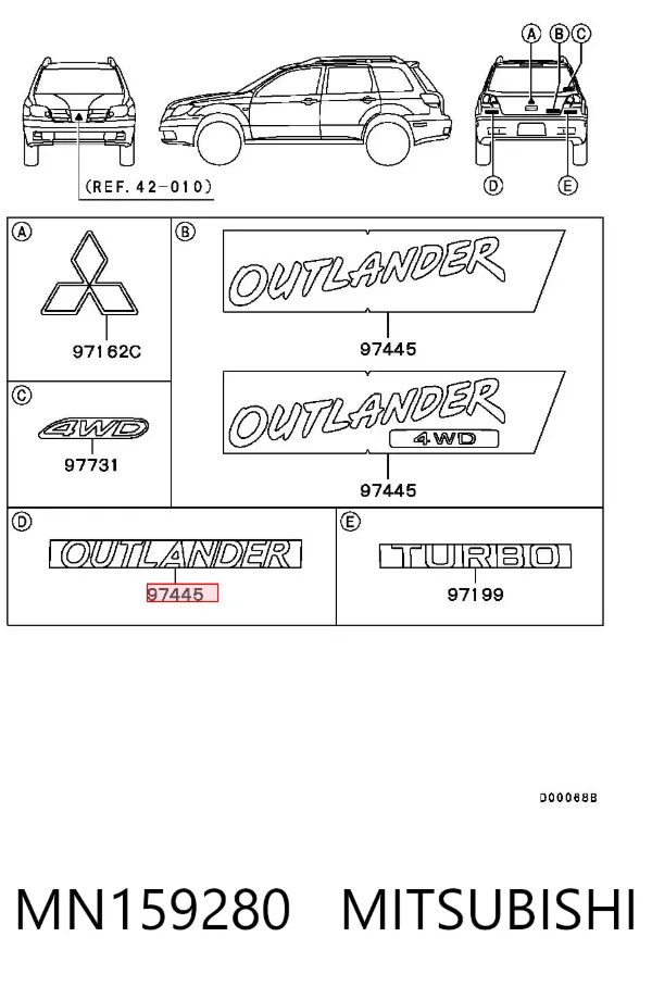 Emblema MN159280 Mitsubishi