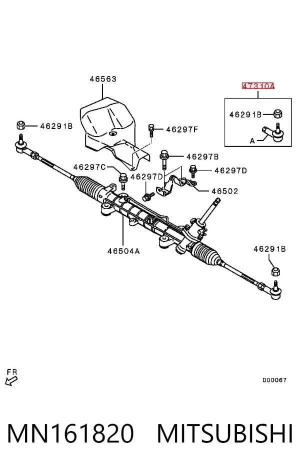 Rótula barra de dirección MN161820 Mitsubishi