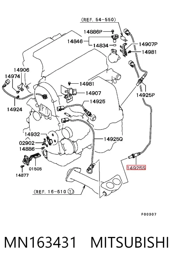 Sonda lambda de oxígeno posterior al catalizador MN163431 Mitsubishi