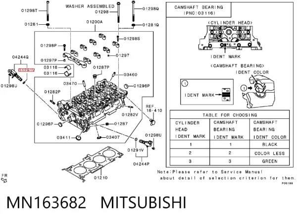 Junta de inyectores MN163682 Mitsubishi