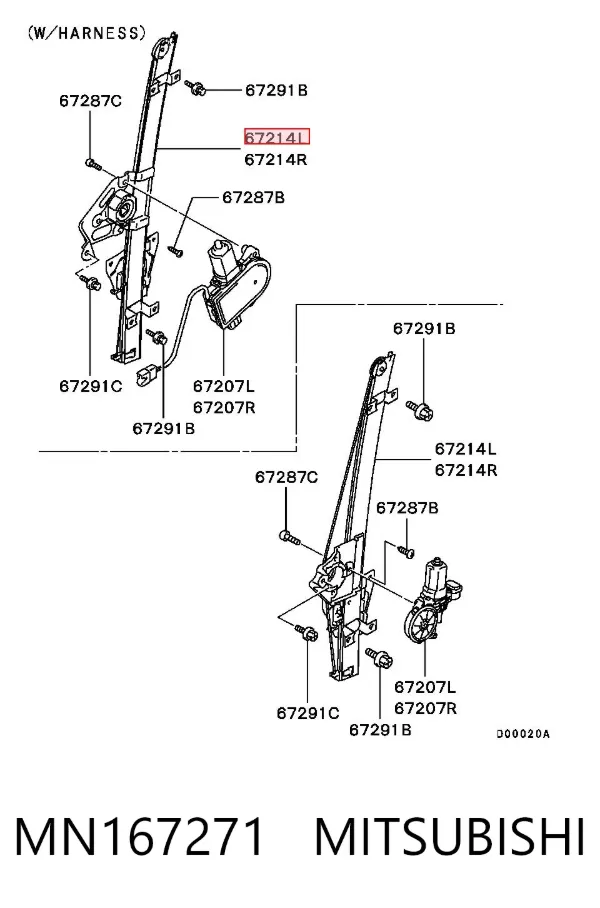 Mecanismo de elevalunas delantero izquierdo MN167271 Mitsubishi
