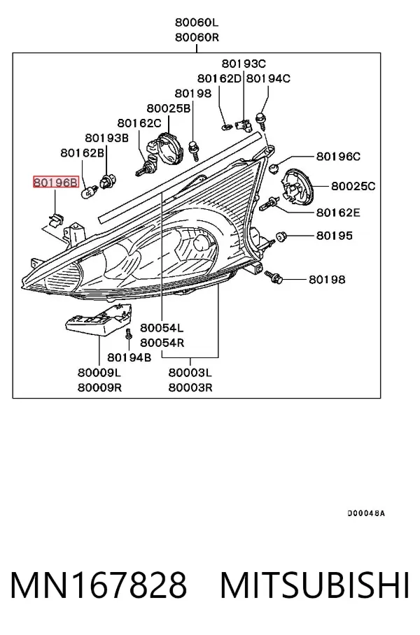 Clip de fijación de faro MN167828 Mitsubishi