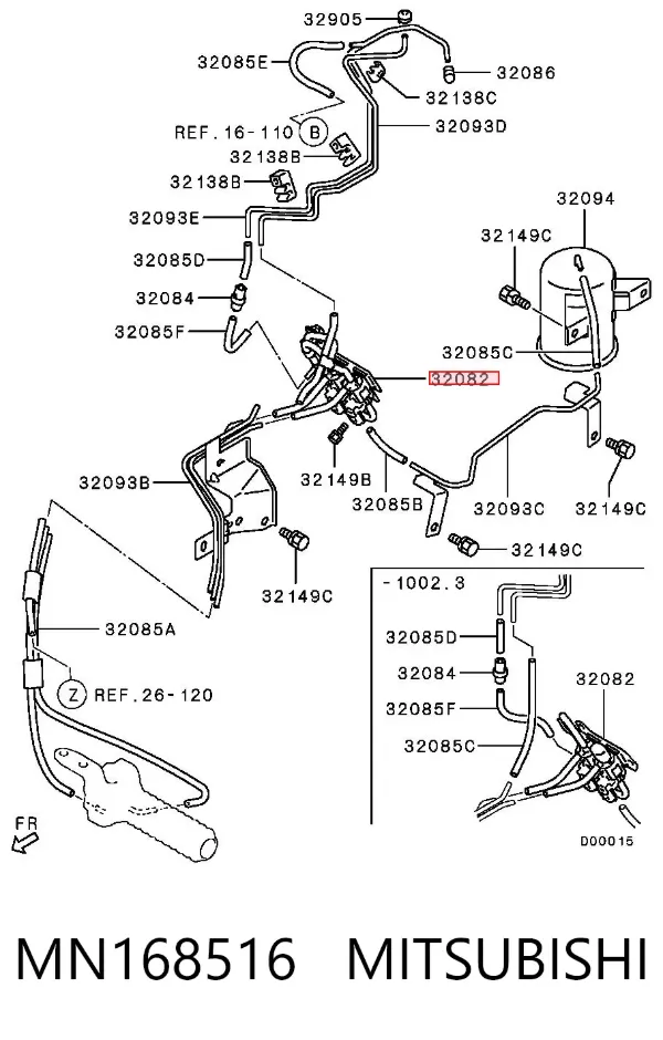 Válvula de vacío de acoplamiento del eje delantero MN168516 Mitsubishi