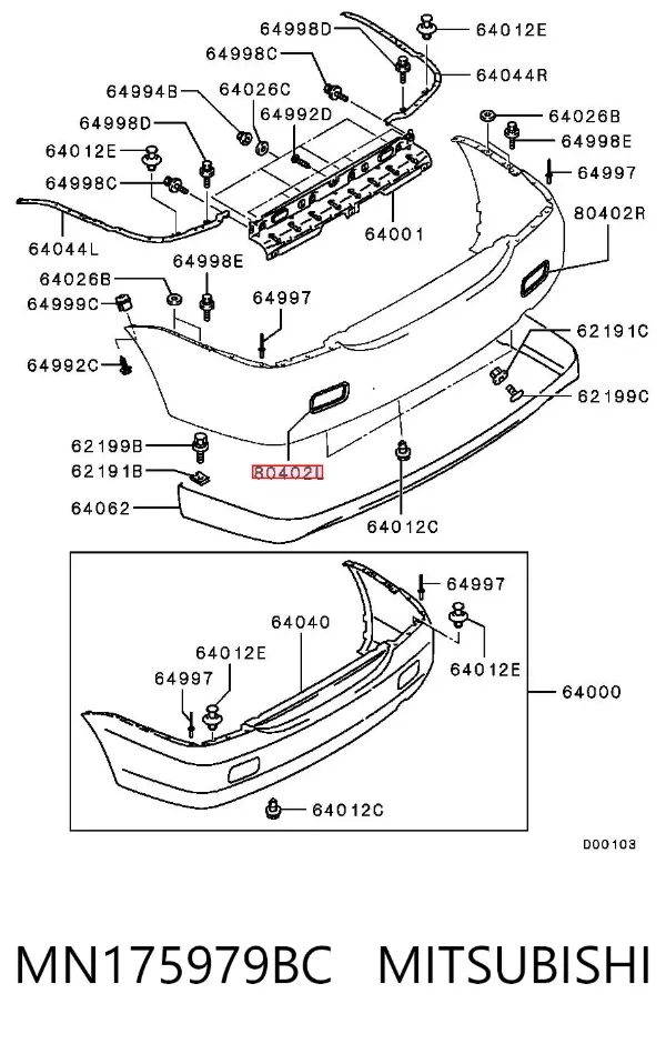 Embellecedor, faro antiniebla trasero izquierdo MN175979BC Mitsubishi