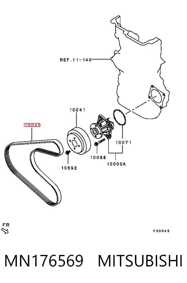 Correa de alternador MN176569 Mitsubishi