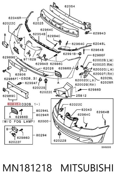 Soporte de matrícula delantera MITSUBISHI MN181218