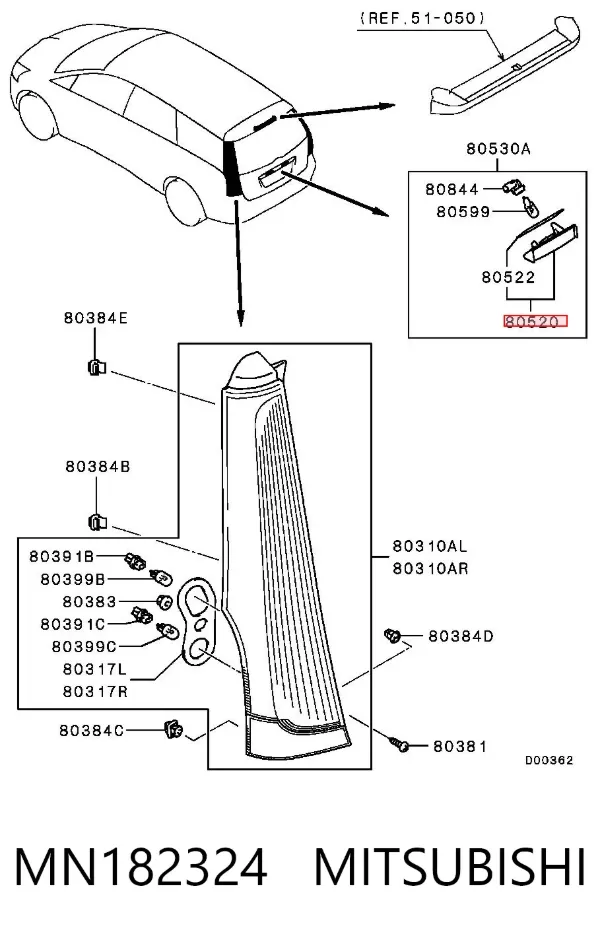 Luz matricula MN182324 Mitsubishi