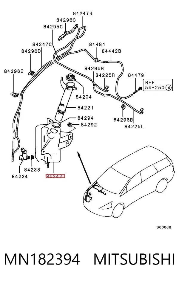 Depósito de limpiaparabrisas MN182394 Mitsubishi