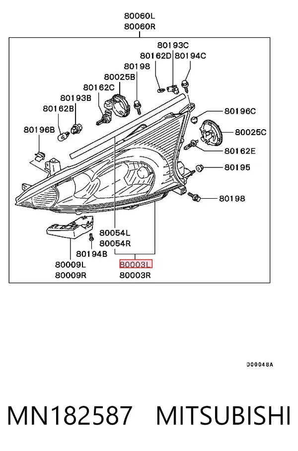 Faro izquierdo MN182587 Mitsubishi