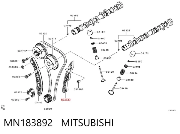 Guía de cadena de distribución MN183892 Mitsubishi