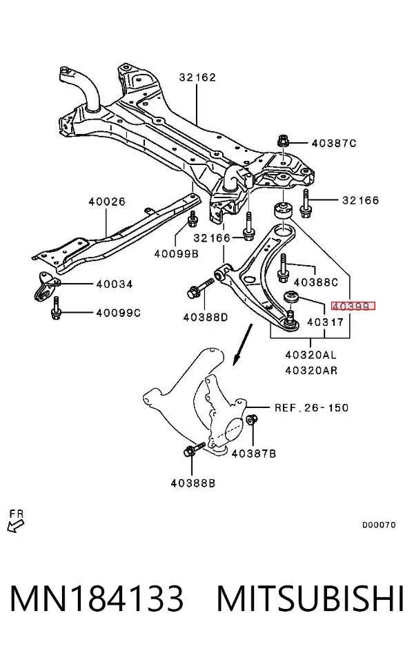 Silentblock del brazo de suspensión MN184133 Mitsubishi