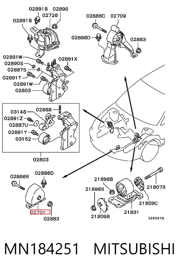 Soporte de motor delantero MN184251 Mitsubishi