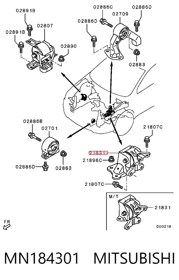 Soporte izquierdo del motor MN184301 Mitsubishi