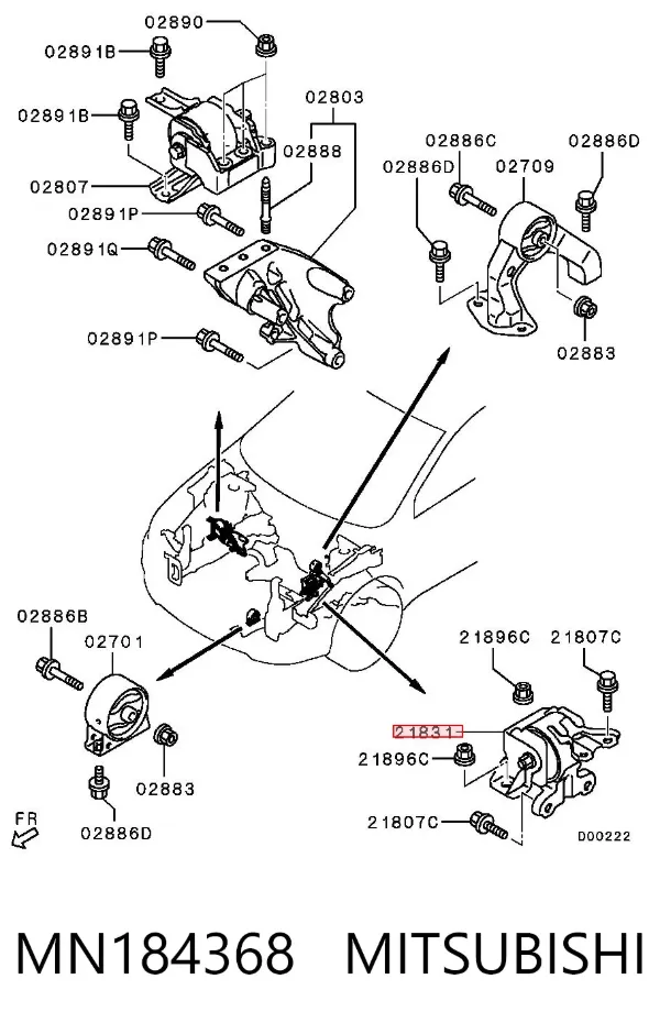 Soporte izquierdo del motor MN184368 Mitsubishi