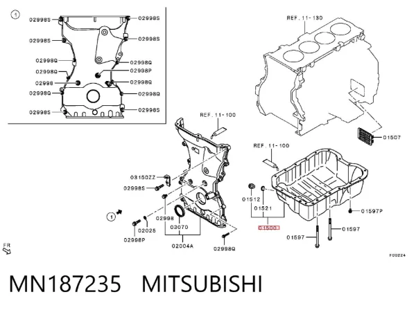 Cárter de aceite del motor MN187235 Mitsubishi