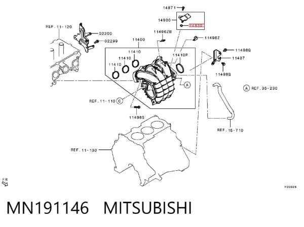 Junta, sensor de posición de cigüeñal MN191146 Mitsubishi