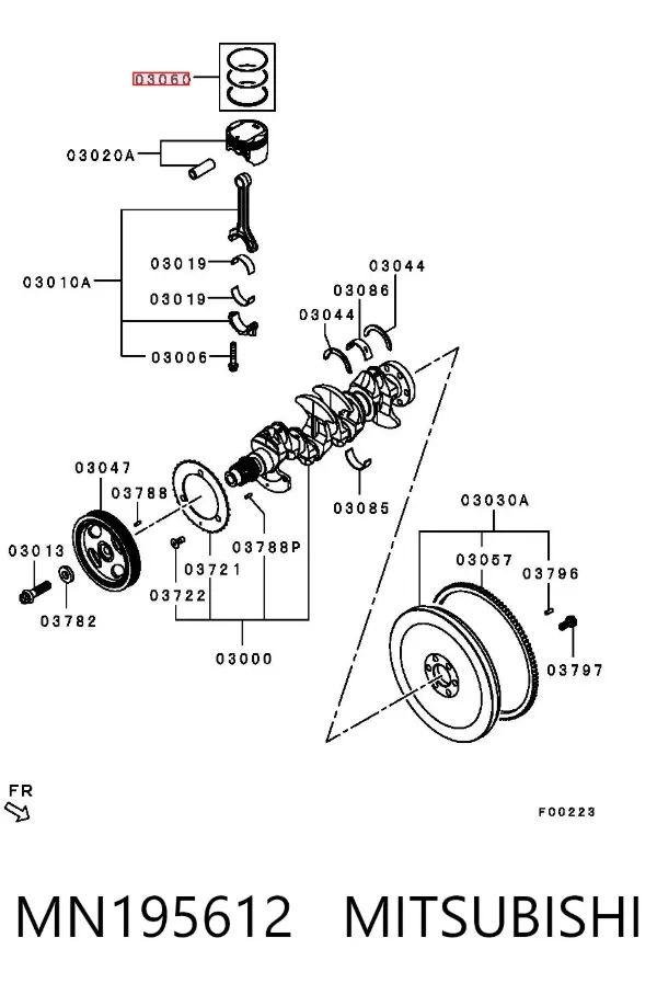 Juego de anillos de pistón, motor, STD MN195612 Mitsubishi