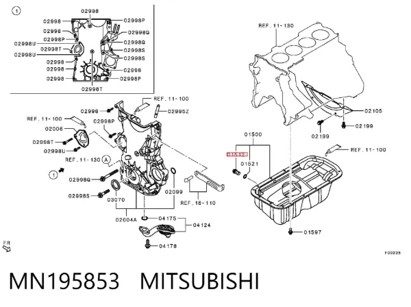 Tapón del cárter de aceite MN195853 Mitsubishi