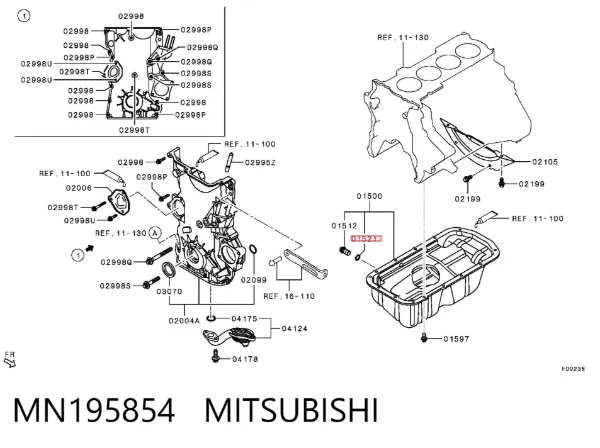 Junta del tapón del cárter de aceite MN195854 Mitsubishi