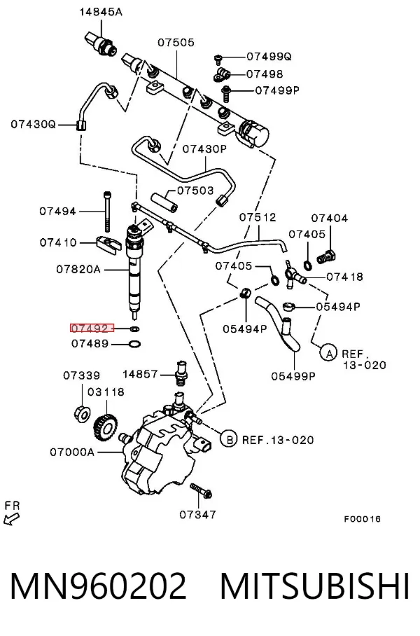 Junta de inyectores MN960202 Mitsubishi