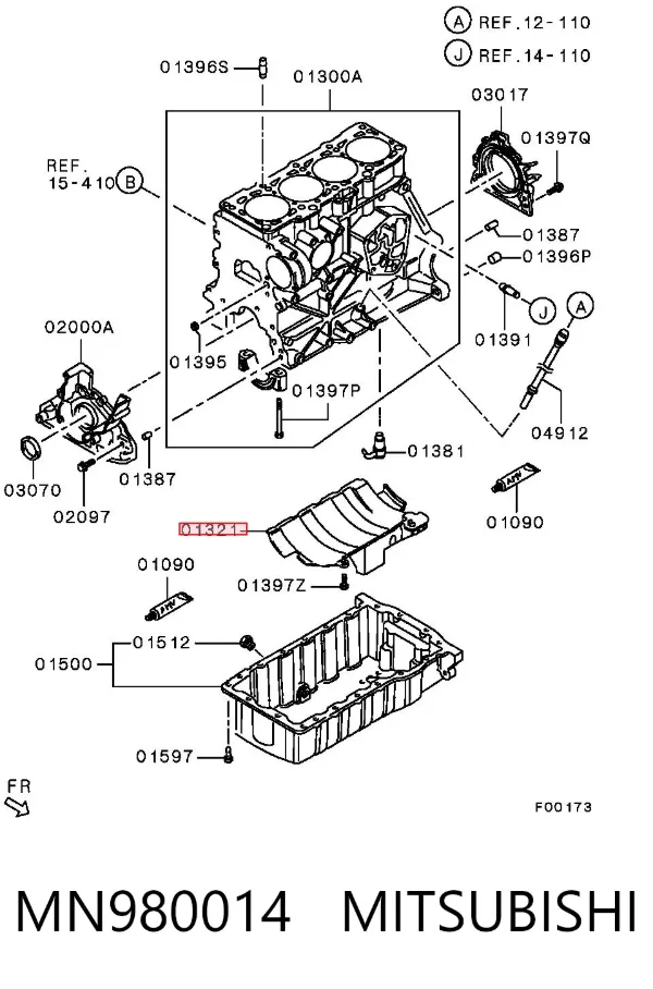 Deflector de aceite del cárter del motor MN980014 Mitsubishi