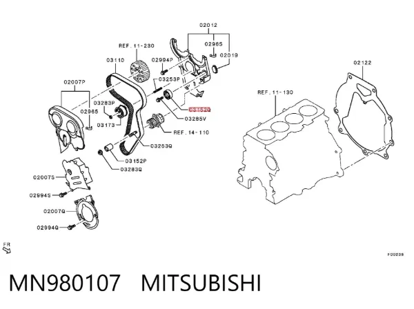 Polea correa distribución MN980107 Mitsubishi
