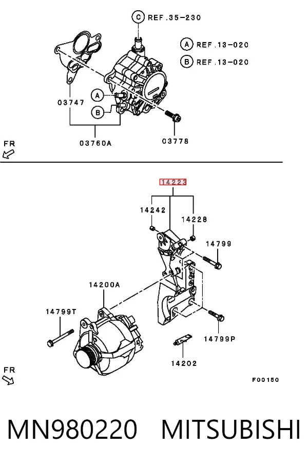 Soporte del alternador MN980220 Mitsubishi