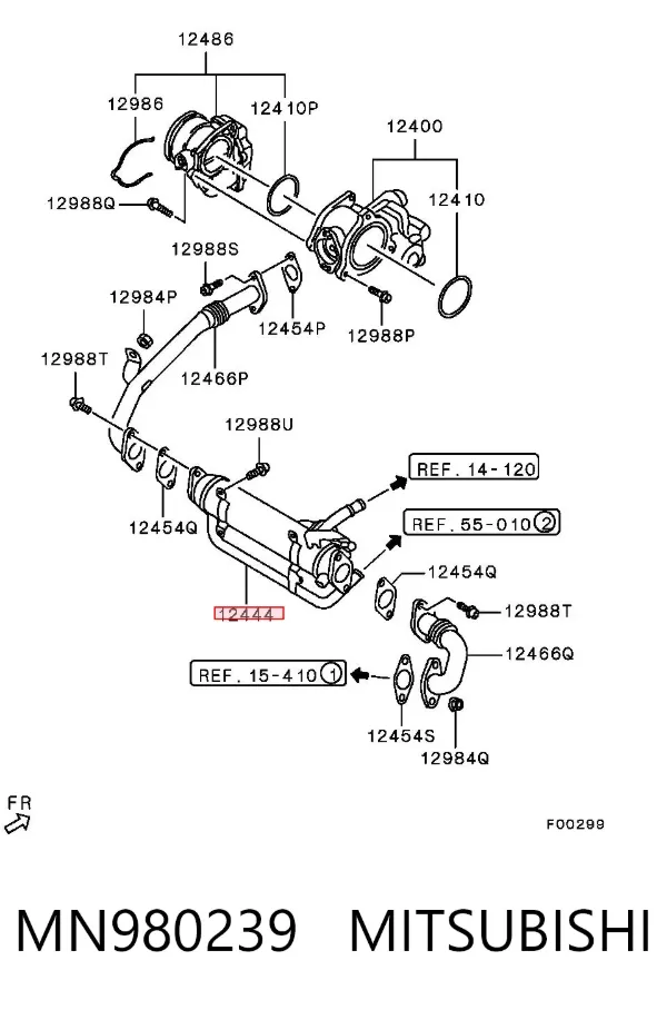 Enfriador de recirculación de gases de escape EGR MN980239 Mitsubishi