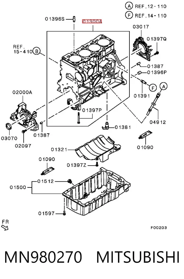 Bloque de cilindros del motor MN980270 Mitsubishi