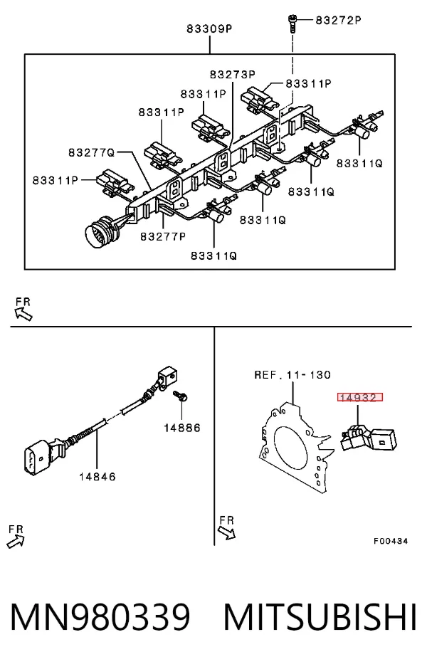 Sensor de cigüeñal MN980339 Mitsubishi